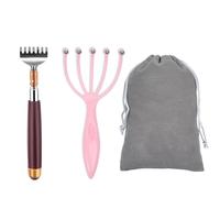 1 Morceau De Gratte-Dos, 1 Morceau D'Outil De Grattage De Tête, 1 Morceau De Sac En Flanelle, Grattoir De Dos Rétractable, Grattoir Portable, Masseur De Dos