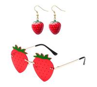1 Morceau De Lunettes De Soleil Aux Fraises Et 1 Paire De Boucles D'Oreilles Aux Fraises, De Boucles D'Oreilles Douces Mignonnes, De Lunettes À La Mode Et Personnalisées.