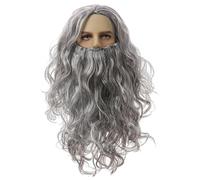 1 Morceau De Perruque De Sorcier En Argent, Perruque À Barbe Bouclée, Accessoires De Rôle, Sexe Universel, Accessoires Capillaires De Costumes De Fête.