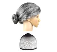 1 Morceau De Perruque De Vieille Dame, Avec Un Filet De Cheveux, Des Accessoires De Rôle, Des Perruques Drôles Et Des Fournitures De Fête De Maquillage.