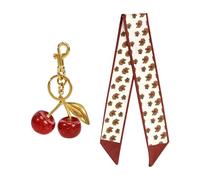 1 morceau de porte-clés cerise, 1 morceau de sangle de sac, breloque décorative cerise, joli porte-clés de sac, porte-clés de portefeuille