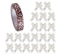 1 Morceau De Ruban Imprimé Léopard Et 20 Morceaux De Raphia Blanc, Décoration Cadeau, Ruban D'Emballage Imprimé Léopard, Ruban De Décoration Artisanale, Accessoires De Bricolage
