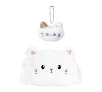1 Morceau De Sac Crossbody De Chat Blanc, 1 Morceau De Pendentif Pour Chat, Animal De Dessin Animé Mignon, Bandoulière Réglable, Sac À Main En Peluche Pour Enfants.