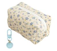 1 Morceau De Sac De Maquillage À Imprimé Floral Et 1 Morceau De Pendentif En Peluche, Sac De Rangement Pour Femmes, Sac De Rangement Mignon, Sac De Toilette De Voyage.