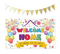 1 morceau de toile de fond de bienvenue à la maison, 1 morceau de fanion, bannière de bienvenue à la maison, toile de fond décorative colorée, bannière personnalisée, décoration d'ambiance