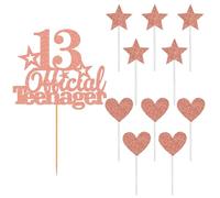 1 Morceau D'Insertion De Cartes À Gâteau Numéro 13, 5 Morceaux D'Insertion De Cartes D'Étoile Et 5 Morceaux D'Insertion De Cartes en Forme De Cœur, Décorations De Gâteaux.