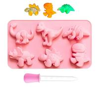 1 Moule Dinosaure Et 1 Compte-Gouttes En Silicone, Joli Moule En Silicone, Peuvent Être Utilisés Pour Faire Du Pain, Du Chocolat, De La Gelée.