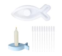 1 moule en fonte, 10 pipettes de 5 ml, moule à bougie, moule en silicone en forme de poisson, moule décoratif en silicone