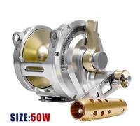 1 Moulinet de pêche à la traîne entièrement en métal for la pêche Lente au Jigging, au Thon géant, au Marlin, en mer, en Haute mer(50W)