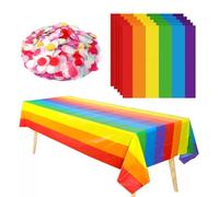 1 Nappe Arc-En-Ciel, 20 Papiers De Soie Arc-En-Ciel, 10 G De Confettis Arc-En-Ciel, Nappe Arc-En-Ciel De Fête, Nappe Rectangulaire Rayée, Décorations De Fête De Fierté