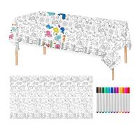 1 Nappe De Vie Sous-Marine, 12 Stylos Colorés, Nappe De Fête, Nappe En Papier De Fête, Nappe D'Art, Table En Papier À Dessin, Nappe Océan.