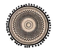 1 napperon rond décoratif en coton et lin avec coussin de table rond pour pot de fleurs, dessous de verre en macramé, dessous de verre tressé en paille, tapis de table rond