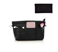 1 organisateur de sac à main avec 1 portefeuille, organiseur nylon avec porte-clés, étanche, organiseur cosmétiques multifonction, sac à provisions multi-compartiments femme (noir, extra petit) (A)
