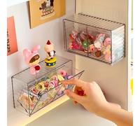 1 organiseur mural en plastique transparent pour pinces à cheveux et | Poubelle divisée rabattable, installation sans perçage, rangement rapide pour coiffeuse, salle de bain ou chambre à coucher