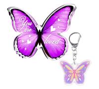 1 ornement papillon et 1 pendentif papillon, porte-clés pour filles, ornements de sac, pendentifs exquis, ornements en acrylique, cadeaux papillons, ornements de maison