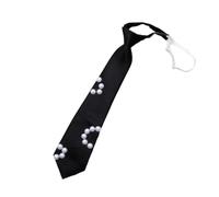 1 ou 3 cravates d'affaires pour femme unisexe noire avec fermeture à clip pour fille et garçon, accessoires uniformes perles pour femmes et hommes, collier de couleur noire, a, taille unique