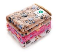 1 Pack 3 Blankets Super Soft Fluffy Premium Fleece Pet Blanket Flannel Throw for Dog Puppy Cat Paw Brown/Pink/White Small(23x16 inch)
