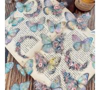 1 Pack /30 Pcs Autocollants Imperméables Pour Collage De Papillon, Lune Et Floral Pour La Décoration De Cahier Diy, Scrapbooking, Album Photo Taille UniquePET