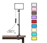 1 Pack LED Desk Key Light Video Light with C-Clamp Stand 9 Color Filters Studio Photography Lighting for Video Recording Conference Low-Angle Shooting Zoom Streaming YouTube