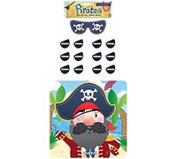Henbrandt Jeu Coller le cache-œil du pirate – Jeu de fête pour enfants – 1 unité, multicolore