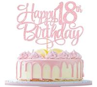 1 Pack Pink Happy 18th Birthday Cake Topper Numéro 18 Dix-huit Ans Décoration de Gâteau d'Anniversaire pour Filles 18e Anniversaire Matériaux de Décoration de Fête