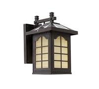 1 Pack Solar Wall Lanterns Outdoor With 3-Color Dimmable, Dusk To Dawn Square Led Outdoor Wall Sconce Ip65 Waterproof,Exterior Light Fixture Wall Mount, Security Solar Porch Light For Patio Gar