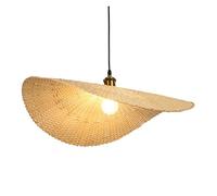 1 Pack Ultra Thin Restaurant Bohemian Pendant Fixtures Natural Rattan Handmade Chandelier Flushmount Hanging Light for Kitchen Living Room Restaurant(40cm/15.7in)