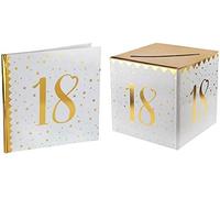 Santex 1 Pack urne et Livre d'or Anniversaire Or et Blanc 18ans