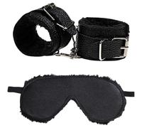 1 Pair Fluffy Fitness Wrist Leather Handcuffs, Handcuffs Bracelet Soft Plush Exercise Bands, Leather Hand C?ffs Adjust Wrist with Eye Mask for Yoga Fitness