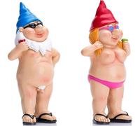 1 Pair Funny Gnomes Garden Gnomes Sculpture Outdoor Indoor Outdoor Decoration for Lawn,Yard,Balcony,Conservatory,Patio,Home,Garden