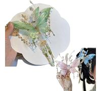 1 Pair Large Fairy Wing Hair Clips with Butterfly Tassel Design, Elegant Fantasy Hair Accessories for Women, Bohemian Butterfly Tears Tassel Hair Clip, Perfect for Parties, Weddings (Green)