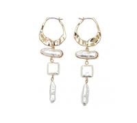 1 Pair Long Golden Irregular Geometric Faux Pearls Drop Earrings Women Large Statement Dangle Earrings Birthday Gift