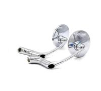 1 Pair Motorcycle Rearview Mirror Round Silver Bend Rod Side Mirrors Handle Bar End Mirrors Convex Reflector Motorbike Accessory ，Rétroviseurs Moto