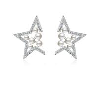 1 Pair of Ladies Earrings Earrings sterling silver with zirconia stainless Small Ohrhänger Stars Bow Tie Pearl Earrings Studs Hypoallergenic