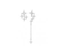 1 Pair Stud Earring Straight Hanging Long Wire Thread Chain Pendants Silver-Plated Ear Jewelry Irregular Design Shine Four Stars Tassel Earrings