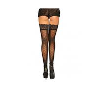 1 Pair Women Club Stockings See-through Ultrathin Jacquard Lace Solid Color Decorate Hollow Out Anti-slip Party Stockings for Stripper