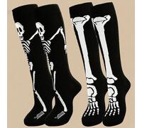 1 paire/2 paires de chaussettes d'équipage imprimées de griffes de squelette d'Halloween pour hommes, chaussettes longues confortables et amusantes pour les fêtes, chaussettes douillettes 39-42,43-46É