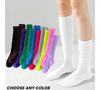 1 paire/5 paires de chaussettes hautes colorées à rayures verticales pour femmes, chaussettes polyvalentes à la mode pour le printemps/été, Y2K, confortables 36-39Blocs de couleurÉtoffe