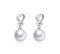 1 paire argent coeur perle femmes boucle d'oreille Clip Dangle boucles d'oreilles Lady fille oreille goujons bijoux accessoires amour cadeau très pratique et populaire
