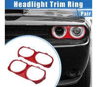 1 Paire Avant Phare Garniture Anneau Compatible pour Dodge, Plastique Rouge