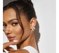 1 paire Boucles d'oreilles de déclaration de luxe à la mode avec deux rangées de strass Taille UniqueAlliage de zinc