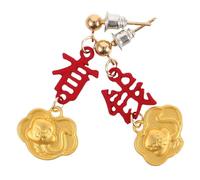 1 paire boucles d'oreilles de l'année élégante pour femmes bijoux de la création de la création de bénédictions de bon augure des boucles d'oreilles à la mode rouge symbolisant la chance
