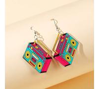 1 paire Boucles d'oreilles en pendentif en acrylique de cassette vintage, à la fois à la mode et simples, enregistreur de cassette coloré en pendentif boucles d'oreilles, accessoire de mode Taille Uni