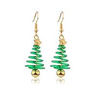 1 paire Boucles d'Oreilles Noel Femme, Boucles d'Oreilles Pendantes de Noël Christmas Earrings Piercing Pendant Boucles d'Oreilles Sapin de Noël Spirale Étoile pour Filles Soirée Habillée