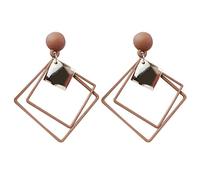 1 paire boucles d'oreilles perçantes doubles carrés beaux poteaux d'oreille en alliage Café