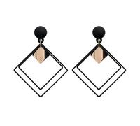1 paire boucles d'oreilles perçantes doubles carrés beaux poteaux d'oreille en alliage Noir