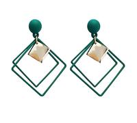 1 paire boucles d'oreilles perçantes doubles carrés beaux poteaux d'oreille en alliage Vert