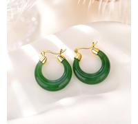 1 Paire Boucles D'oreilles Rétro En Jade Vert Avec Un Petit Cercle De Conception Chic Et Élégant Pour La Port Quotidienne Des Femmes Taille UniqueCuivre