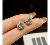 1 paire Boucles d'oreilles rondes Moissanite de 0,5 à 1 carat, boucles d'oreilles de mariage en argent sterling S925, clous d'oreilles ronds de luxe, cadeau de mariage pour dames 0,5 ct,1CTArgent ster