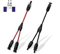 1 Paire Cable Solaire 6mm2, Connecteur MC4 Y 1 À 2 Branches Rouge Noir | Câble panneau solaire compatible Ecoflow, connecteur MC4 Y pour installation panneaux solaires extérieur